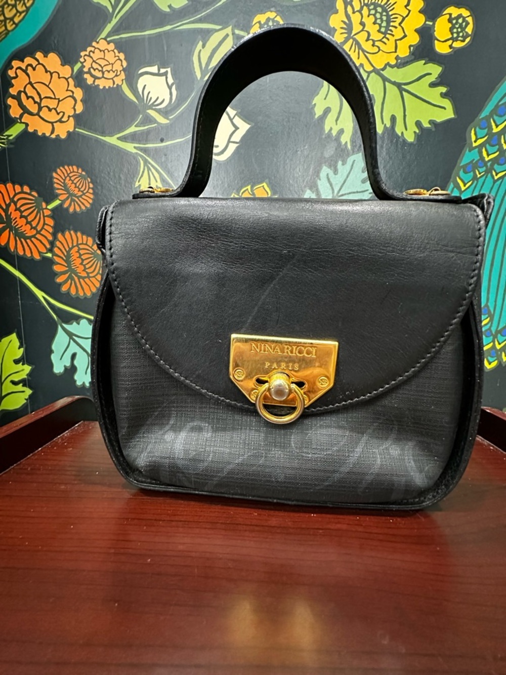 Nina Ricci Black Mini Top-Handle Bag with Gold Hardware - Picture 3 of 12